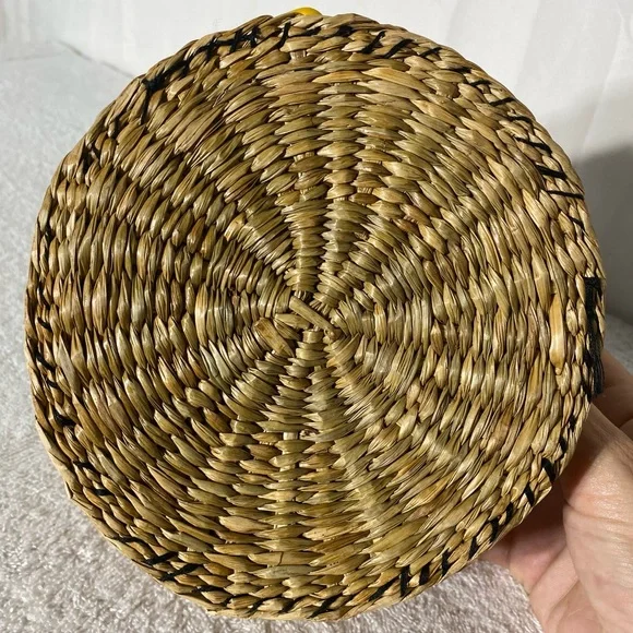 Vintage “Sarah’s Stuff” Decorated Small Round Basket With Lid - Picture 7 of 12